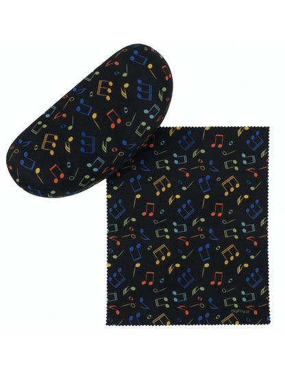 Sunglass Case Black with Colorful Music Notes and Clefs — view 2