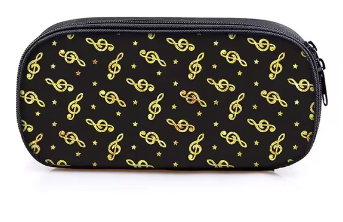 Music Pencil Case Black with Colorful Notes - 20cm x 10cm