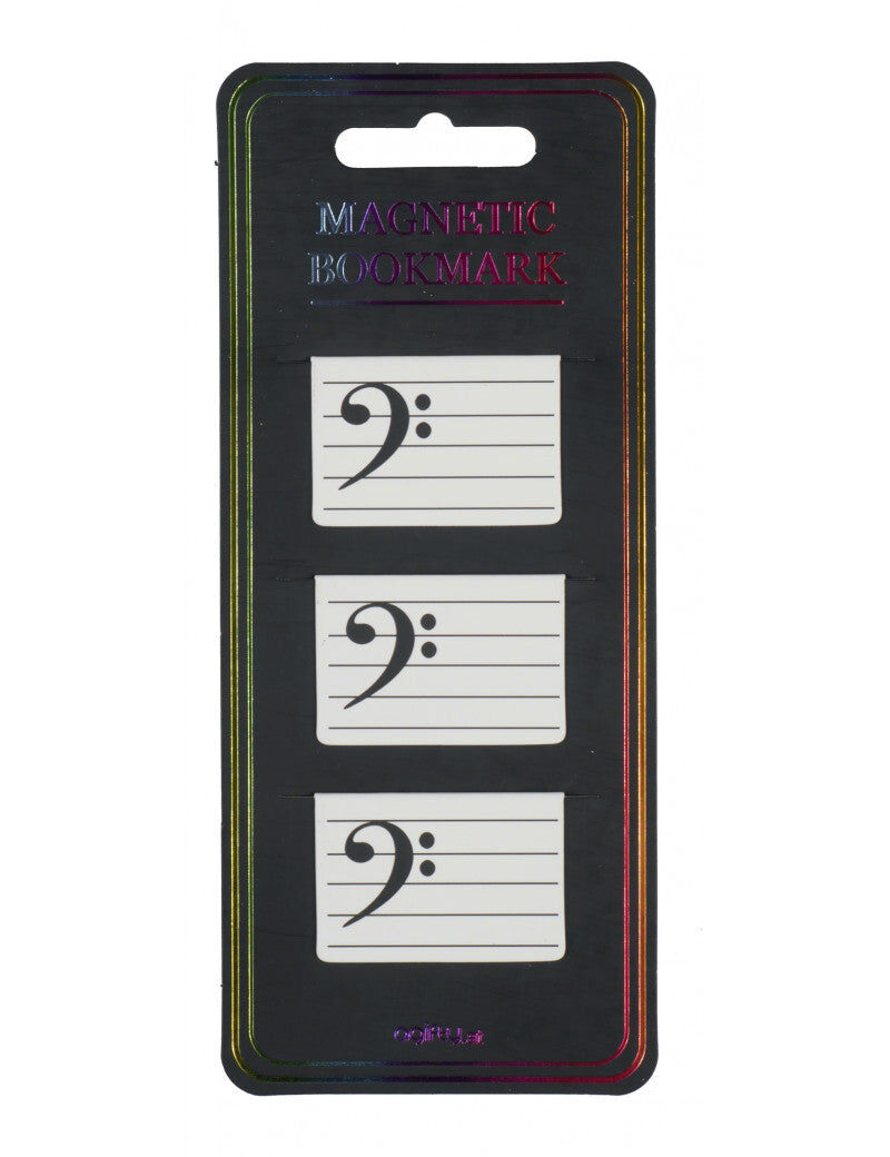Magnetic Bass Clef Bookmarks - Set of 2.5cm x 4cm, Clear Plastic Sleeve