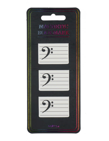 Magnetic Bass Clef Bookmarks - Set of 2.5cm x 4cm, Clear Plastic Sleeve