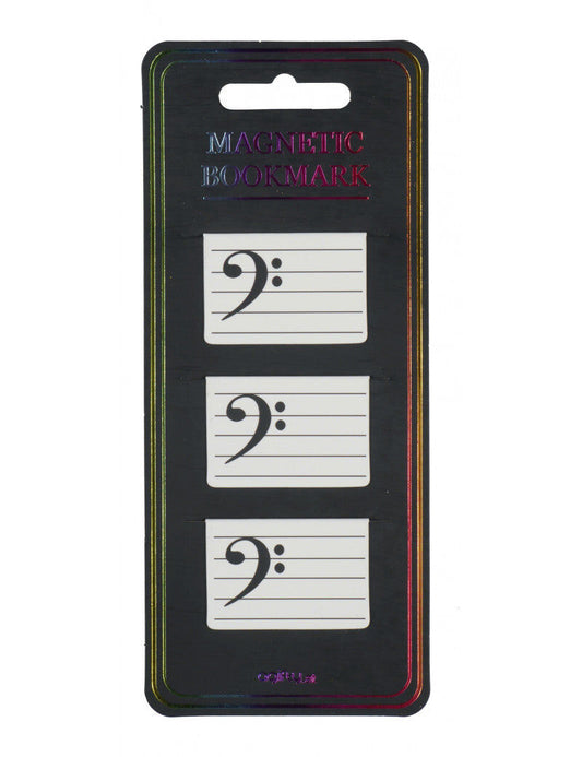Magnetic Bass Clef Bookmarks - Set of 2.5cm x 4cm, Clear Plastic Sleeve