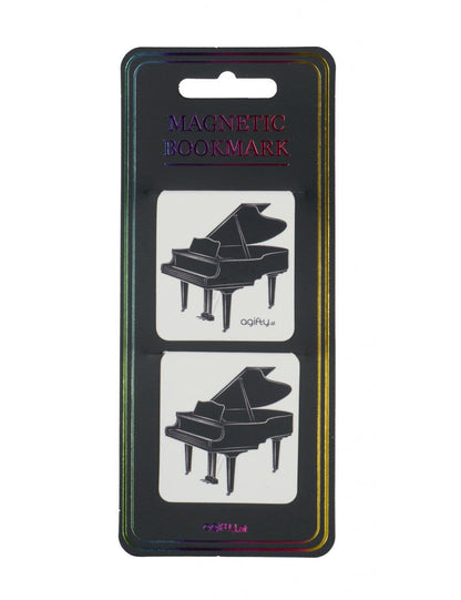 Set of 2 Magnetic Grand Piano Bookmarks in Clear Plastic Sleeve, 4.5cm x 4.5cm