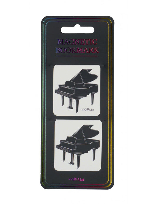 Set of 2 Magnetic Grand Piano Bookmarks in Clear Plastic Sleeve, 4.5cm x 4.5cm