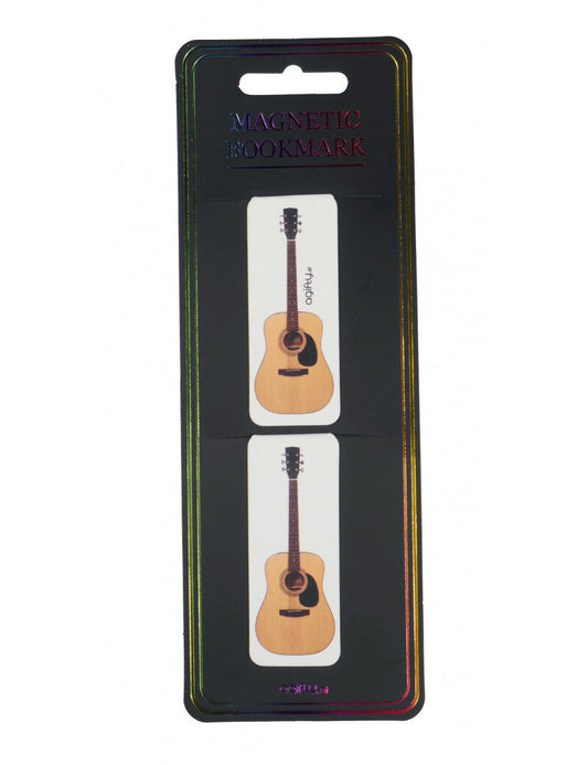 Magnetic Guitar Bookmarks Set of 2 - 7cm x 2.5cm in Clear Plastic Sleeve