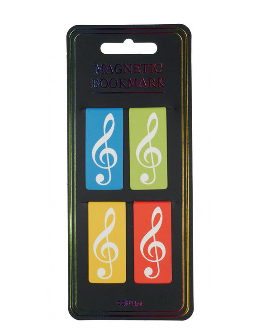 Magnetic Treble Clef Bookmarks Set of 4, 4.5cm x 2cm, Clear Plastic Sleeve