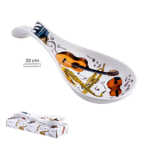 Ceramic Spoon Rest in Musical Instrument Gift Box, 21cm x 8cm, Hand Wash Only