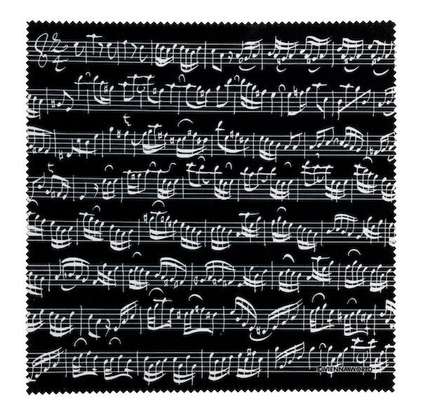Glasses Cleaning Cloth Black with White Manuscript 18.5x18.5cm