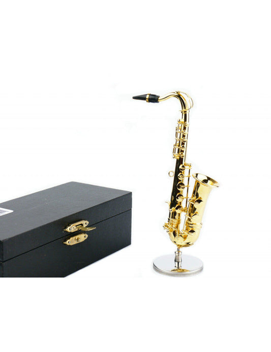 Mini Goldplated Saxophone Figurine with Case