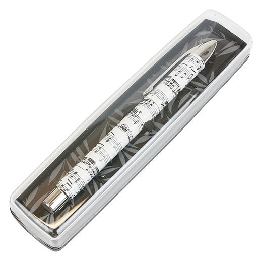 Music Pen in Gift Box - White Manuscript on Black Background with Chrome Clip — view 2