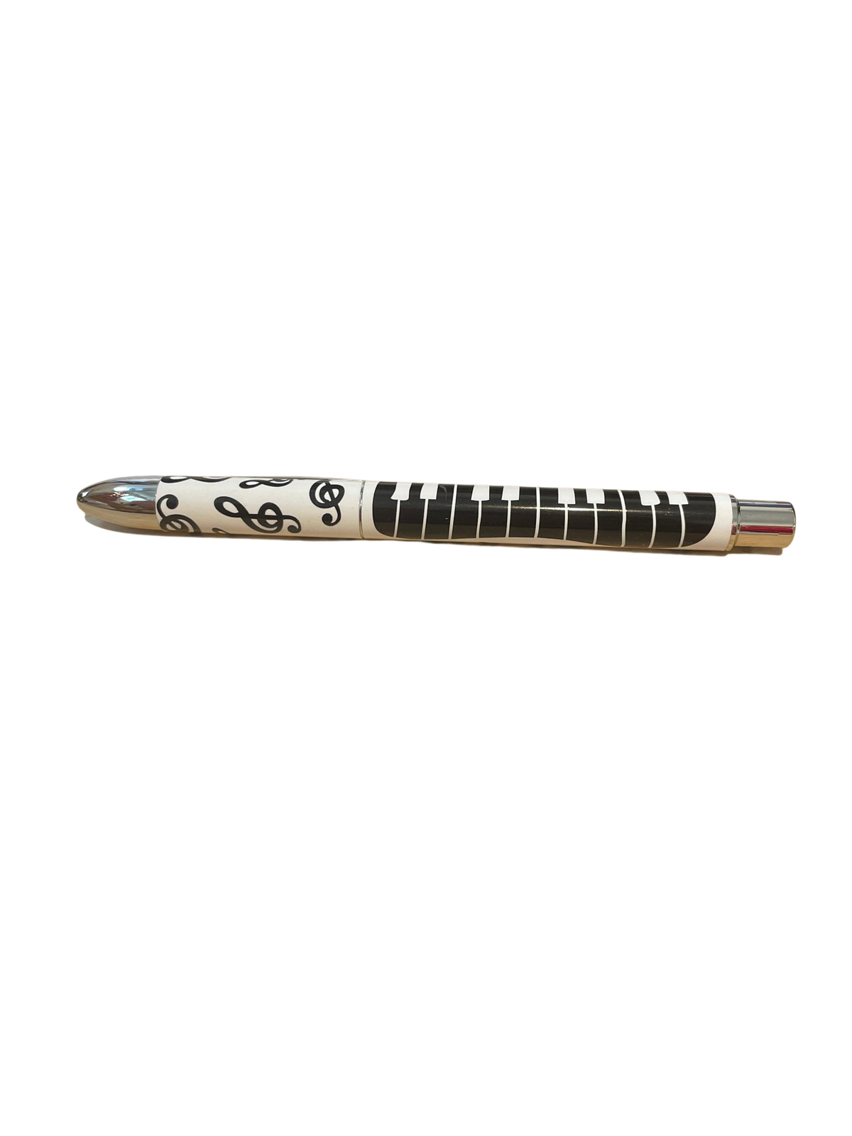 Music Pen in White with Black Treble Clefs and Black Keyboard — view 2