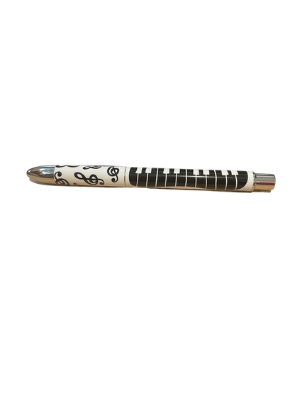 Music Pen in White with Black Treble Clefs and Black Keyboard — view 2