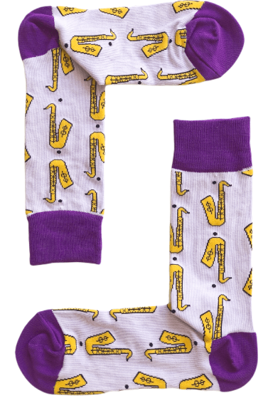Saxophone Socks Lilac Purple Size 6-11 80% Cotton 20% Polyester