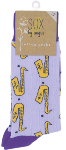 Saxophone Socks Lilac Purple Size 3-8, 80% Cotton 20% Polyester/Elastane — view 2