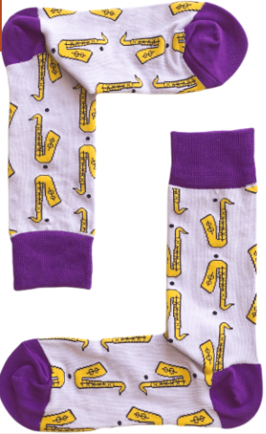 Saxophone Socks Lilac Purple Size 3-8, 80% Cotton 20% Polyester/Elastane