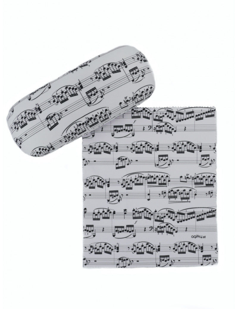 White Glasses Case with Black Manuscript and Microfibre Cloth — view 2