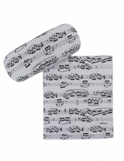 White Glasses Case with Black Manuscript and Microfibre Cloth — view 2