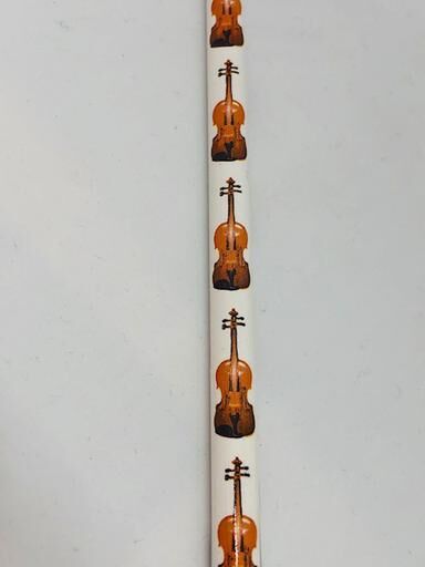 White Pencil with Brown Violins - Music Inspired HB Stationery — view 2