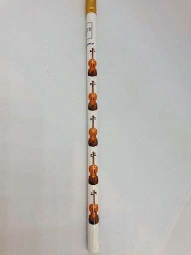 White Pencil with Brown Violins - Music Inspired HB Stationery