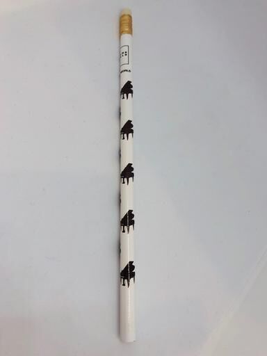 Piano Pencil White with Black Grand Pianos and Eraser, HB, Lightweight, Comfortable Grip