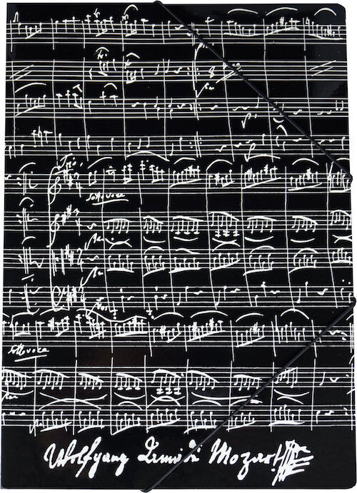 Black Elastic Band File with Mozart Manuscript Design