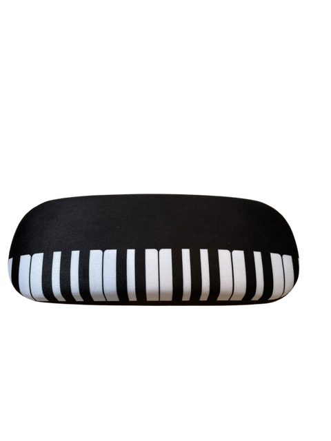 Black Glasses Case with White Keyboard Design, 16x6x2.5cm