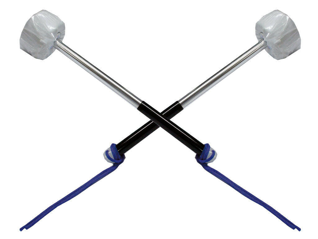 Powerbeat Bass Drum Mallets 1 Pair Aluminium Handle Felt Head & Hand Grips