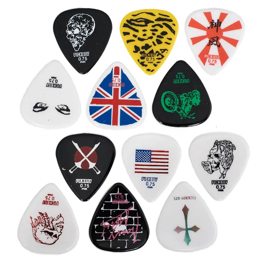 Pickboy Guitar Pick – Design Mix #2, 0.75mm, Pack of 12, Celltex Material, Made in Japan