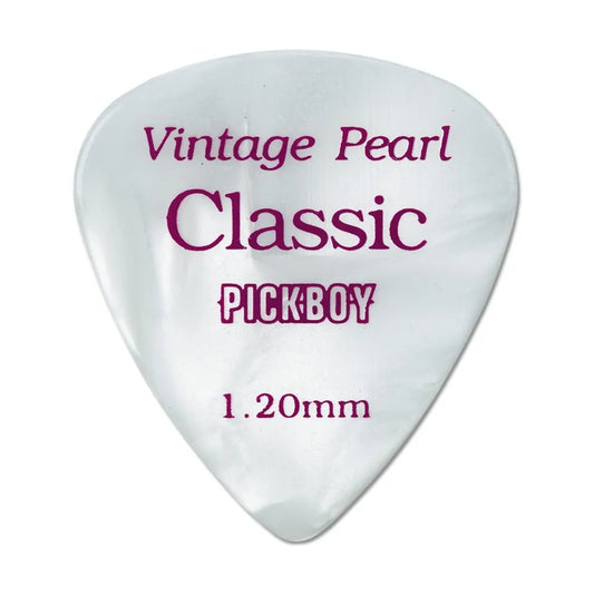 Pickboy Vintage White Pearl Guitar Picks - 12 Pack, 1.20 mm