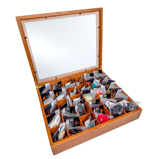 Pickboy Wooden Display Case with 50 Mixed Pick Packs