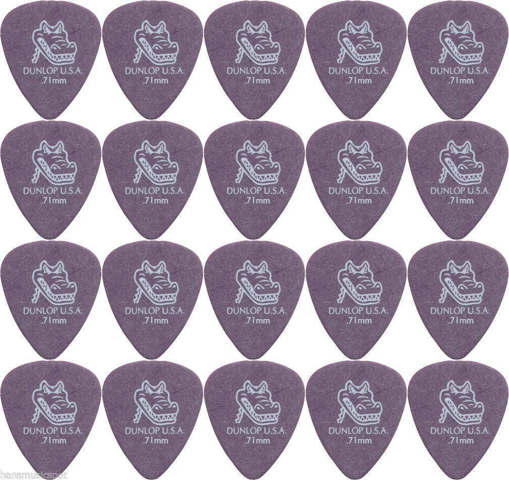 20 x Dunlop Gator Grip Purple 0.71mm Guitar Picks USA Bulk Pack