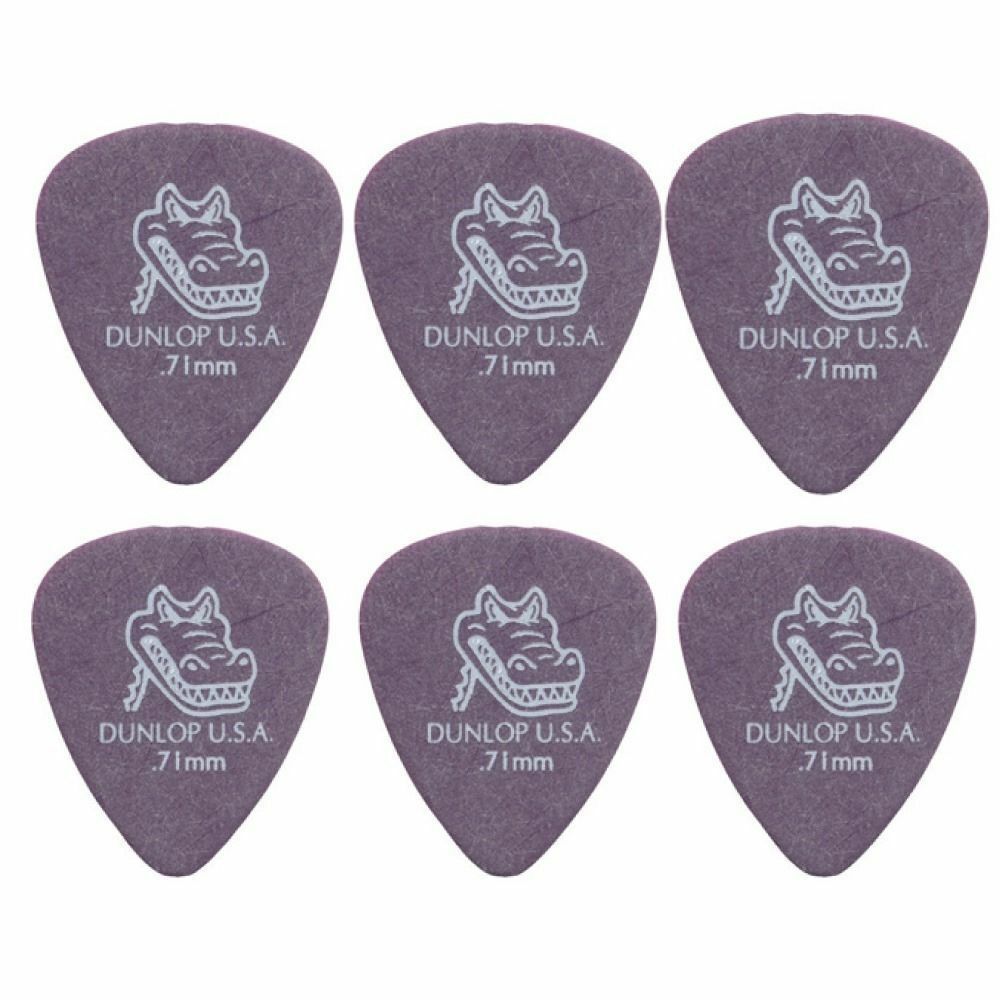 6 x Dunlop Gator Grip 0.71MM Gauge Guitar Picks Purple