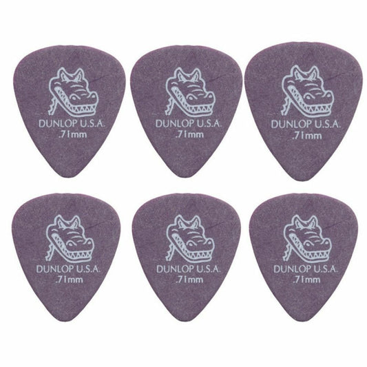6 x Dunlop Gator Grip 0.71MM Gauge Guitar Picks Purple