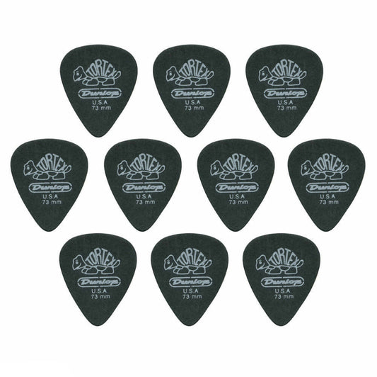 10 x Jim Dunlop Tortex Pitch Black 0.73mm Guitar Picks 488R Free Postage