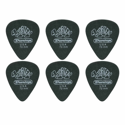 6 x Jim Dunlop Tortex Pitch Black .73MM Guitar Picks 488R Free Shipping