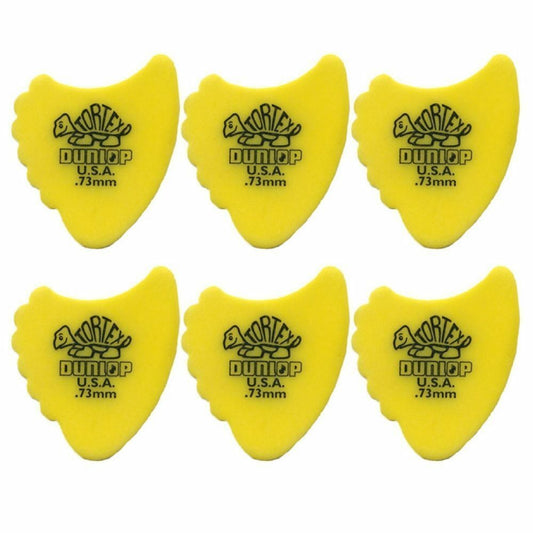6 x Jim Dunlop Tortex Fins 0.73mm Gauge Guitar Picks 414R Free Shipping