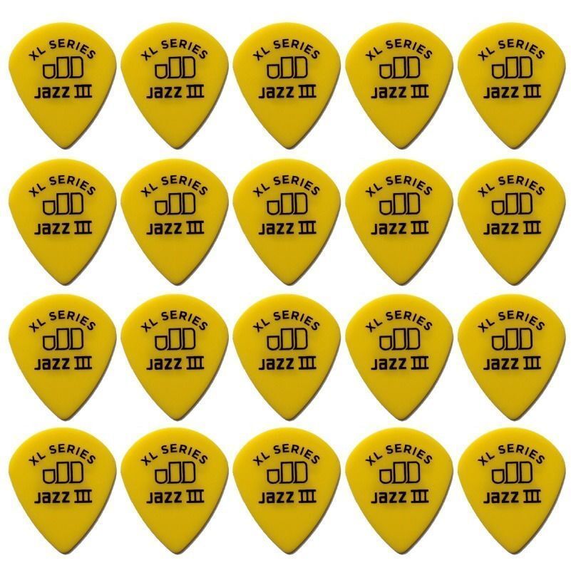 20 x Jim Dunlop Tortex Jazz 3 XL Yellow .73mm Guitar Picks III 498R