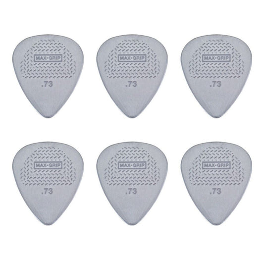 6 x Dunlop Max Grip Nylon 0.73mm Gauge Grey Guitar Picks Free Post