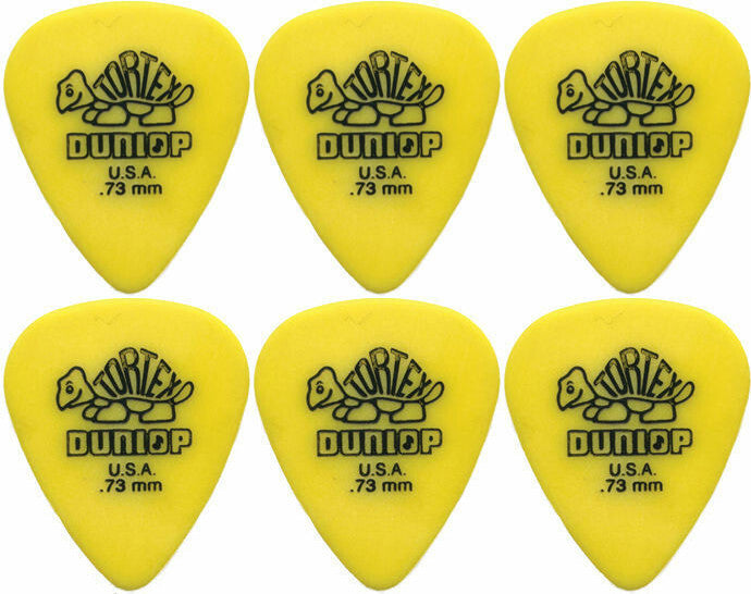 6 x Dunlop Tortex Standard .73MM Gauge Guitar Picks 418R Yellow