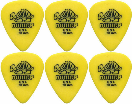 6 x Dunlop Tortex Standard .73MM Gauge Guitar Picks 418R Yellow