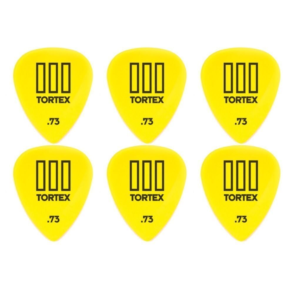 6 x Jim Dunlop Tortex TIII Yellow .73mm Guitar Picks T3 USA 462R