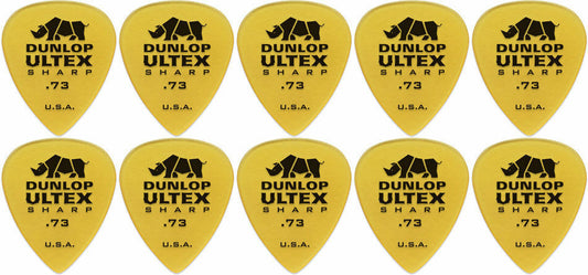 10 x Jim Dunlop Ultex Sharp .73MM Gauge Guitar Picks 433R Plectrums, Pack
