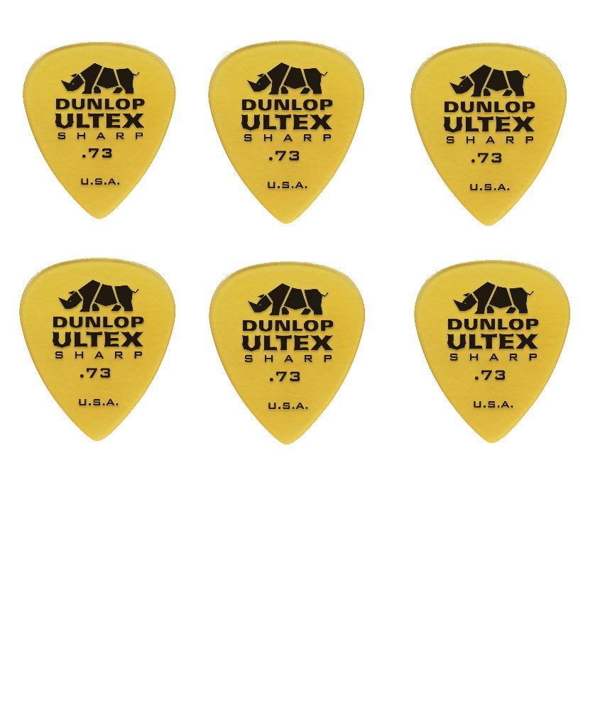 6x Dunlop Ultex Sharp .073 Gauge Guitar Picks 6 Pack