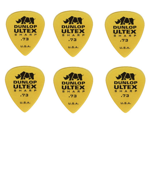 6x Dunlop Ultex Sharp .073 Gauge Guitar Picks 6 Pack