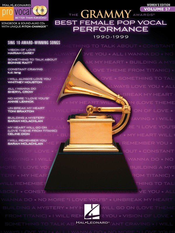 Grammy Awards: Female Pop 1990–1999 — Pro Vocal Women's Vol. 57, Book/CD (Hal Leonard)