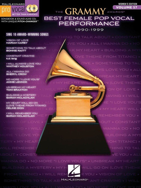 Grammy Awards: Female Pop 1990–1999 — Pro Vocal Women's Vol. 57, Book/CD (Hal Leonard)