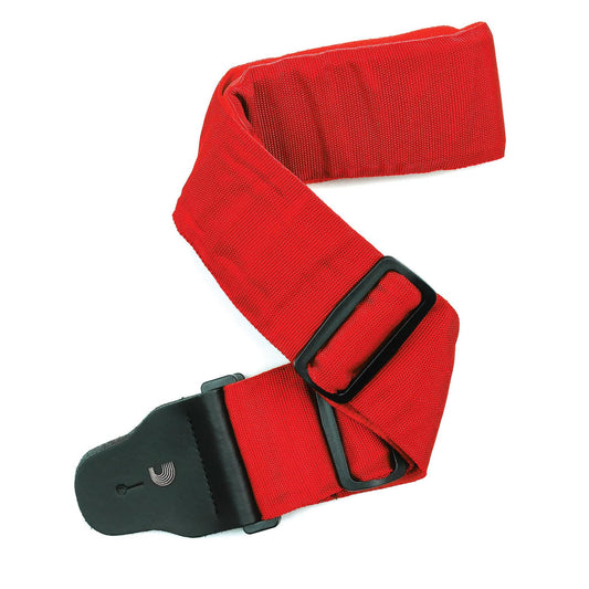 Woven Padded Guitar Strap,  3" Wide Red, by D'Addario
