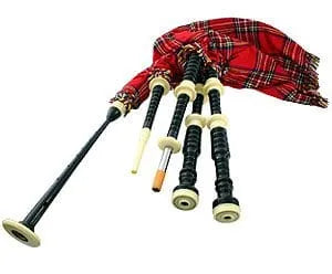 Black Cocuswood Bagpipes Set with Imitation Ivory Mounts - Made in Pakistan