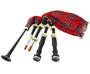 Ebony Bagpipes Set with Silver Mounts - Made in Pakistan