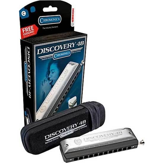 Hohner Discovery 48 Chromatic Harmonica Key of C - Starter Instrument with ABS Body and Adjustable Slide Package