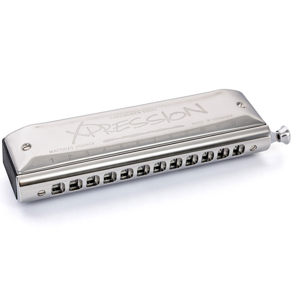 Hohner Chromonica Xpression Chromatic Harmonica Key of C, 12 Holes, 3 Octaves, Brass Reeds, Stainless Steel Mouthpiece, Made in Germany